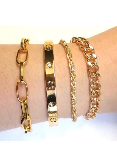X-Ladyaccessories Kombin Bileklik Altın Kaplama N11.70048 Çok Renkli