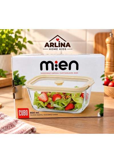 800 Ml Vakumlu Cam Saklama Kabı Krem