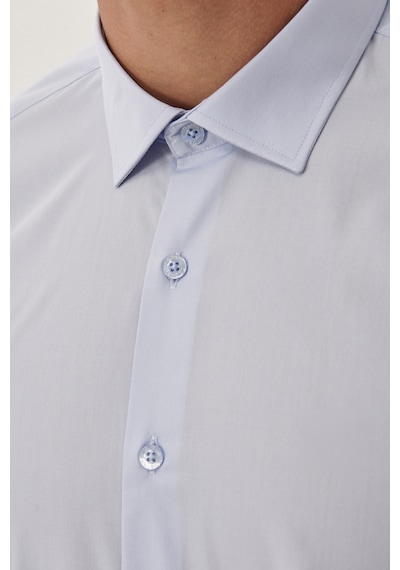 AC&Co / Altınyıldız Classics Ütülemesi Kolay Slim Fit Dar Kesim Klasik Yaka Pamuklu Erkek Gömlek Açık Mavi