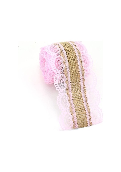 Dantelli Jüt Kurdele. 5.5 Cm X 2 Mt - Pembe