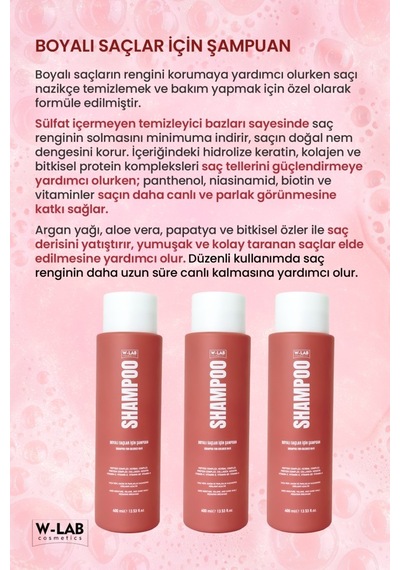 W-Lab Cosmetics Boyalı Saçlar İçin Şampuan 400 Ml
