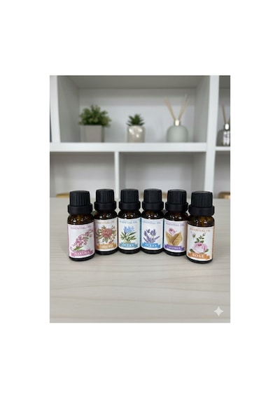 6 Lı Esans Yağ Seti Difüzör, Oda Kokusu, Mum Ve Sabun Yapımına Uygun Amber