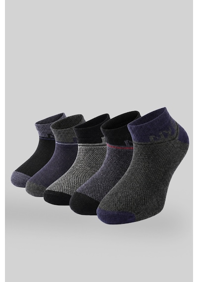 Socketta 5'li Karışık Renkli Çocuk Pamuk Nyc Desen Patik Çorap - Premium Nyc Siyah-mavi Mel-laci-gri-antrasit