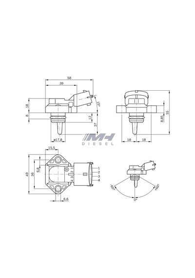 Bosch 0281002316 Turbo Basınç Sensörü Daf Cf, Lf, Xf, Renault Kerax, Midlum, Premium