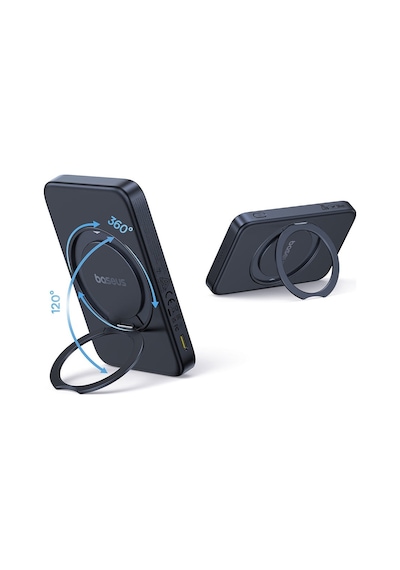 Baseus Picogo 5.000mah Qi2 15w Manyetik Kablosuz 20w Usb-c Pd Hızlı Şarj Standlı Powerbank - Siyah