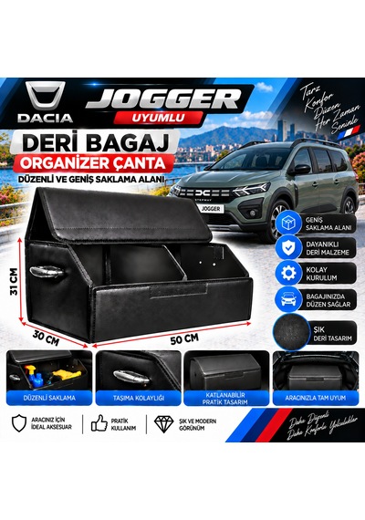 Dacia Joger Uyumlu Oto Bagaj Organizeri Deri Bagaj Kutu Çanta 1
