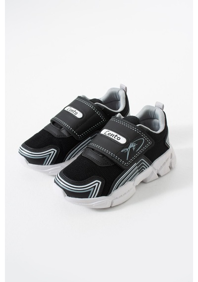 Adımist Çocuk Unisex Rahat Ortopedik Taban Cırtlı Hafif Sneaker Spor Ayakkabı Lento Cırtlı Siyah