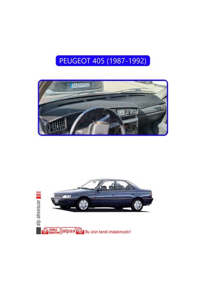 Peugeot 405 1987-1992 Torpido Koruma Halısı Mavi Kenar