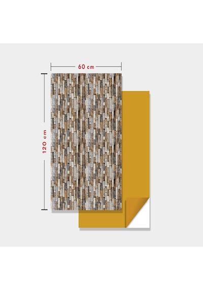 Kendinden Yapışkanlı Fayans Kaplama Pvc Karo Geometrik Taş Desen 60x120 Cm 7 Adet 5 M2