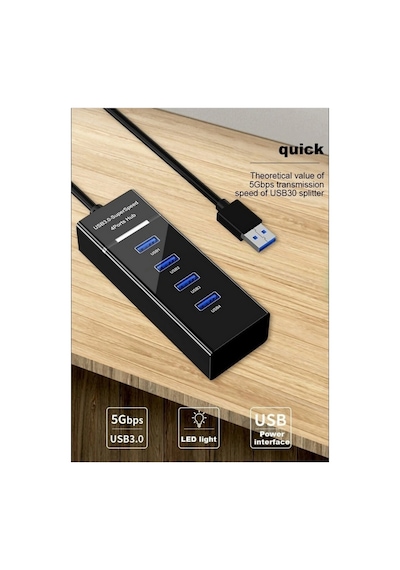 Yd-32 Usb Girişli Yüksek Hızlı 4 Port 3.0 Usb Hub Çoklayıcı Süper Hız 5gbps Çoklu Usb Port Çoğaltıcı Pc Laptop Şarj Notebook Uyumlu