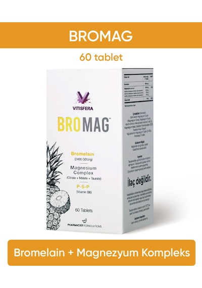 Vitisfera Bromag Bromelain Magnezyum Kompleks Vitamin B6 60 Tablet