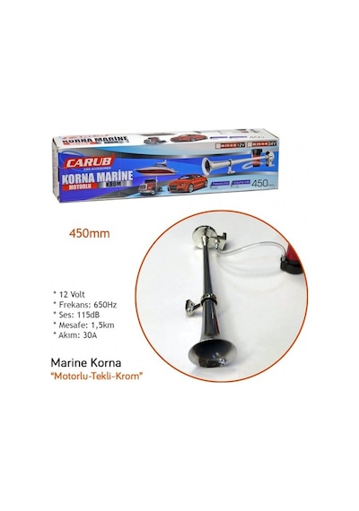 Carub 12V Marine Korna Motorlu Tekli Krom 450 Mm Br2751518