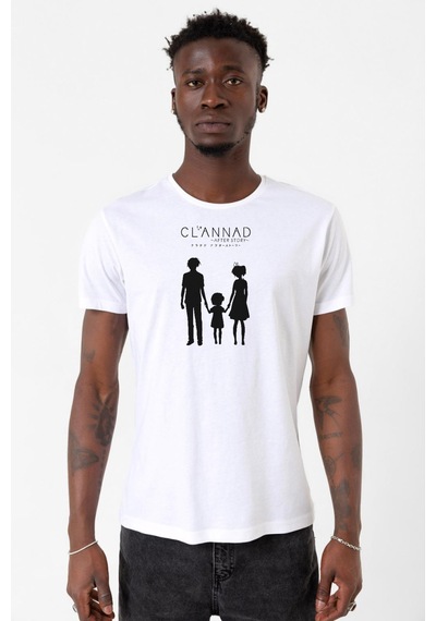Clannad Anime After Story Beyaz Erkek Bisikletyaka Tshirt 001