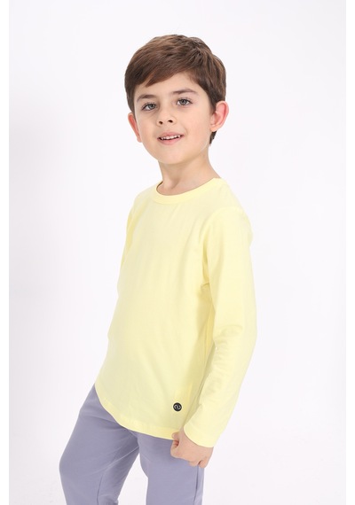 Toontoy Kids Toontoy Kız Çocuk Bisiklet Yaka Uzun Kollu Tişört Açık Sarı