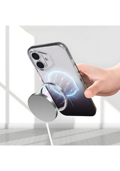 Apple iPhone Uyumlu 17 Kılıf Renk Geçişli Magsafe Şeffaf Kamera Yükseltili Silikon Pazarplus Pembe