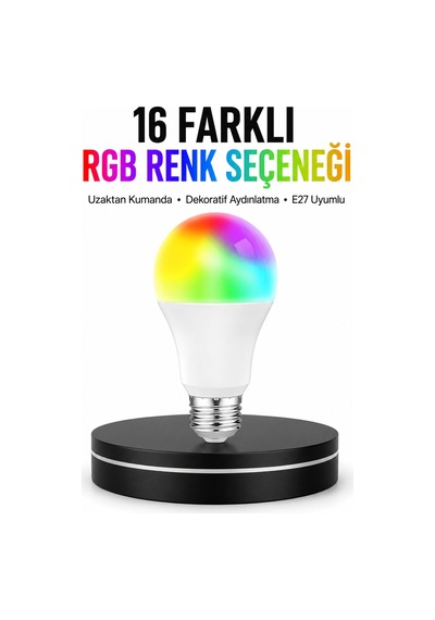 Renk Değiştiren Rgb Led Ampul 16 Renk Uzaktan Kumandalı 2025 Model Adaptor Sec-Kumanda-Metraj Seç Yok-Kumanda-Yok