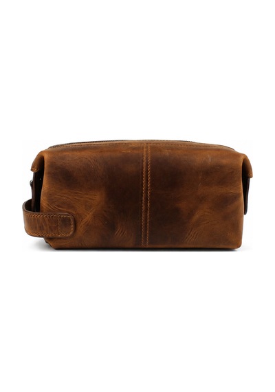 Alphaclub Bag Erkek Hakiki Deri Koyu Taba Fermuarlı El Ve Clutch Çanta
