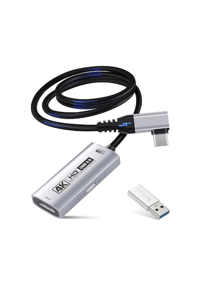 4k Hdmı Video Yakalama Kartı, Usb 3.0 Capture Card, 100w Pd Şarj Destekli, 90 Usb-c Kablolu, 4k 60 Fps Ve 1080p 240 Fps Destekli, Switch 2, Vr, Tablet, Pc Ve Mac Uyumlu