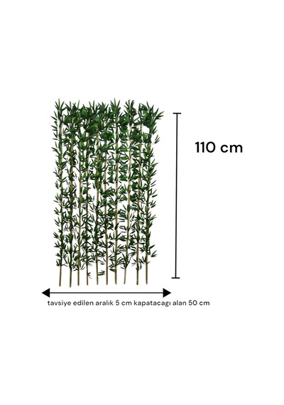 110 Cm Yapay Bambu Dogal Govde Yogun Yaprak Yeşil