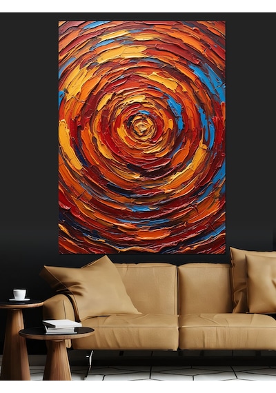 Ahşap Tablo Soyut Renkli Spiral Boyama