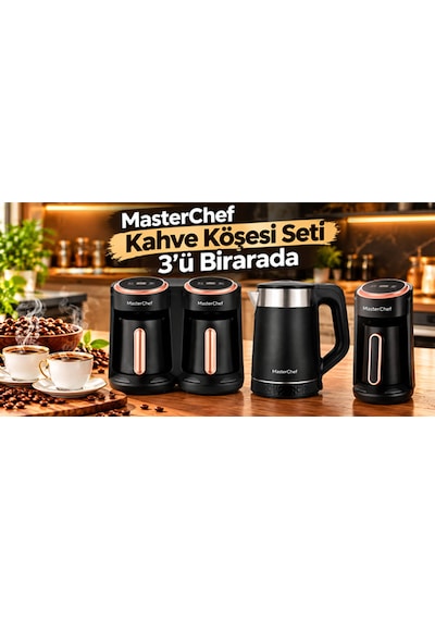 Masterchef Kahve Köşesi Seti 3 Ü Birarada-ikili Ve Tekli Kahve Makinesi-kettle