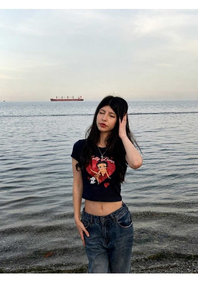 Kalic Studio Betty Boop Baby Tee Siyah