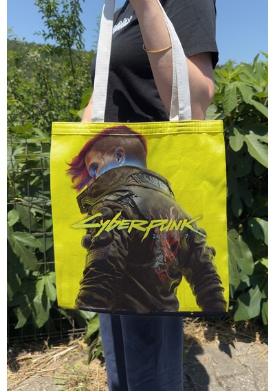 Zipzap Cyberpunk 2077 V5 Çift Taraflı Kanvas Baskı Bez Çanta Bilgisayar Oyun Video Oyunu