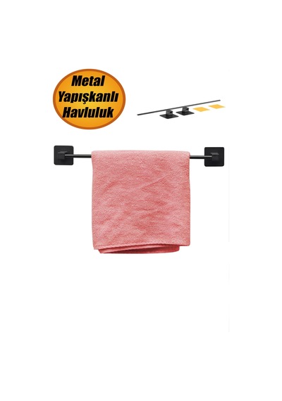 Bro Havluluk Yapışkanlı Metal Siyah Banyo Lavabo Mutfak Uzun Kağıt Bez Havlu Askısı Kağıtlık 39 Cm. Diğer
