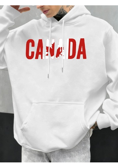 Startmore Tarzsokak Kanada Akçaağaç Yaprağı Tasarım Erkekler Hoodie Cep Hoody Çok Renkli Rahat Kazaklar Sonbahar Beyaz