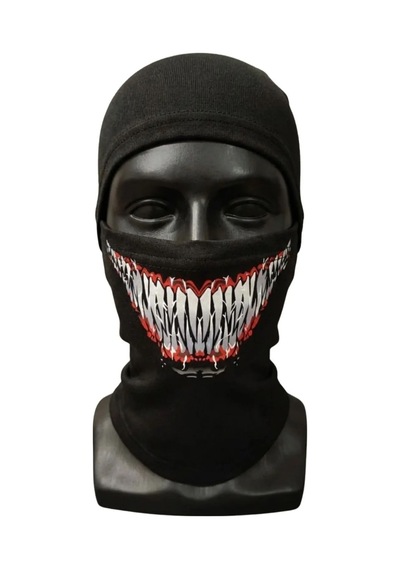 Ulupazarlama Unisex Tam Yüz Balaklava Diş Desenli Kışlık Maske Nefes Alan Esnek Kask Altı Boyunluk Yumuşak Viskoz Siyah