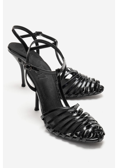 Luvishoes Pasıon Siyah Rugan Kadın Topuklu Ayakkabı Siyah