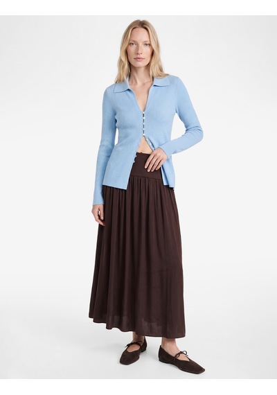 Koton Normal Bel Pilili Kloş Midi Etek Mürdüm 6sak70012ew Mor