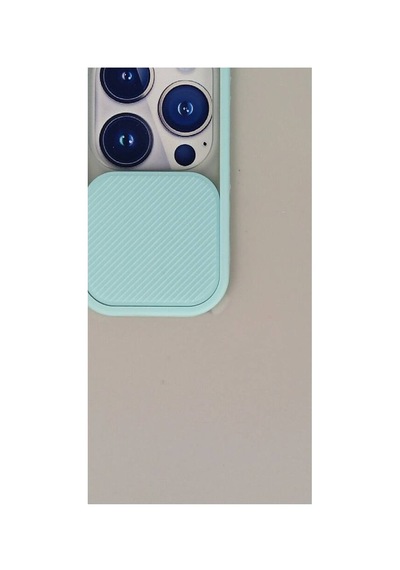 Apple Uyumlu iPhone 13 Pro Kılıf Palm Buzlu Kamera Sürgülü Silikon - Turkuaz Evimdeyokyok