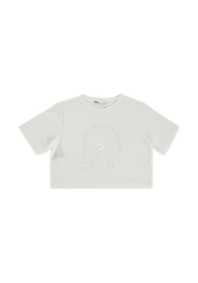 Civil Girls Flamingo Baskılı 10-13 Yaş Tişört - Ekru