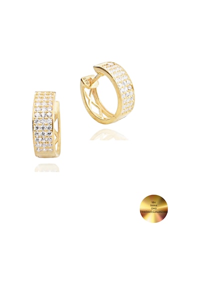 Brezza Lusso Jewelry 18k Serie Oro 3 Sıra Yarımtur Halka Minimal Gümüş Küpe 14 Mm
