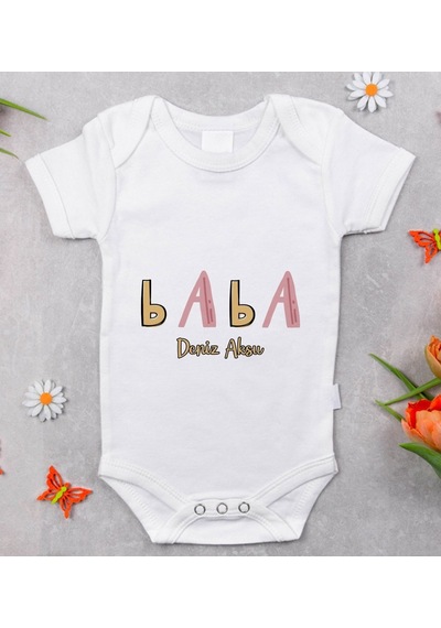 Bitmeyenkartus Bk Kids Isimli Baba Tasarımlı Bebek Body Zıbın - Model 1 Çok Renkli