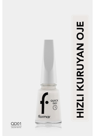 Flormar Quick Dry Hızlı Kuruyan İnce Yapılı & Parlak Bitişli Oje QD01 Snow White New