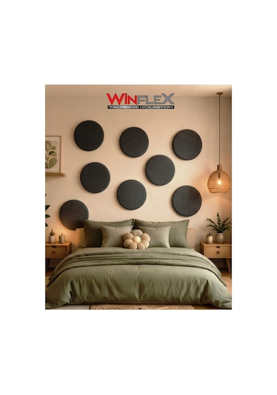 Winflex 50x50 Cm Daire Kumaş Kaplı Akustik Panel 1 Adet Antrasit