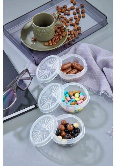 6 Lı Yelpaze Kapaklı Şeffaf Mini Sosluk- Ketçap Mayonez Kabı- Kahve Yanı Şeker Lokumluk Renkli