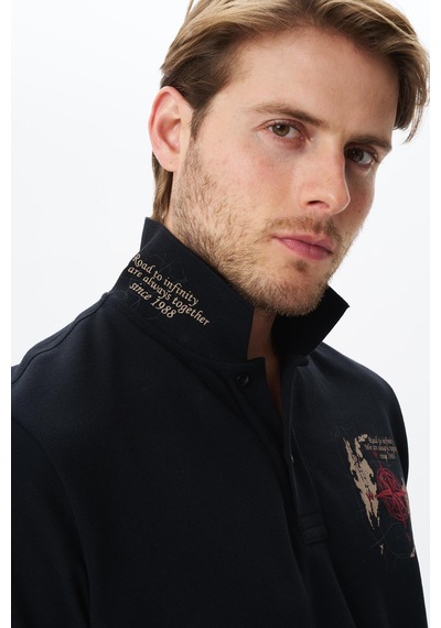 AR-MA Arma Erkek Regular Fit Baskılı % 100 Pamuk Pike Polo Yaka Tişört Y29374356202 Siyah