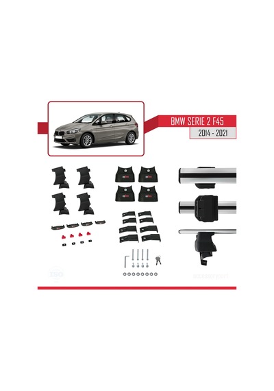 Bmw 2 Serisi F45 Active Tourer 2014-2021 Arası İle Uyumlu Ace-4 Ara Atkı Tavan Barı Gri