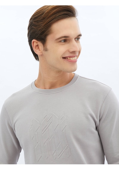 Kip Lila Bisiklet Yaka Baskılı Sweatshırt 4095840 Lila