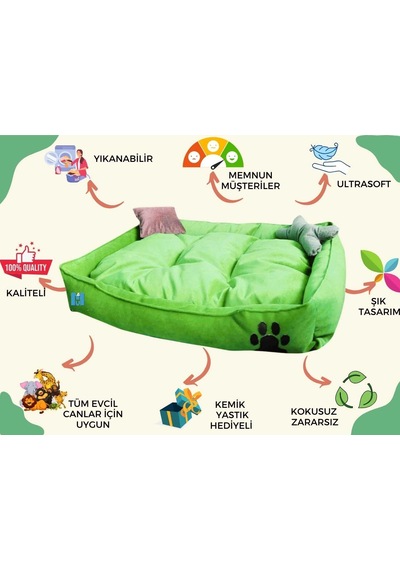 Mavi Vitrin Yıkanabilir Kedi ve Köpek Yatağı Large