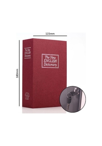 Sözlük Kitap Kasa Şeklinde Gizli Kasa Metal Kumbara Kasa Bordo (536673362)