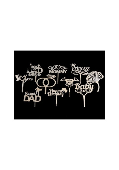 Gümüş-gold Renk Seçenekli Akrilik Pasta Süsü 10 Model Seçenekli 14-15 Cm Doğum Günü Nişan Düğün Baby Shower Pasta Dekoru