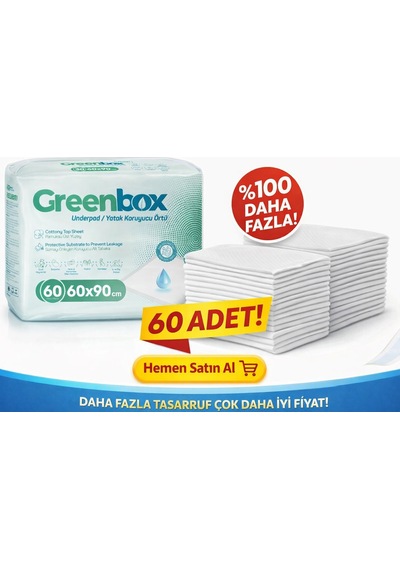Greenbox Yetişkin Yatak Koruyucu Alt Açma Örtü 60x90 Cm Adet 60 Adet