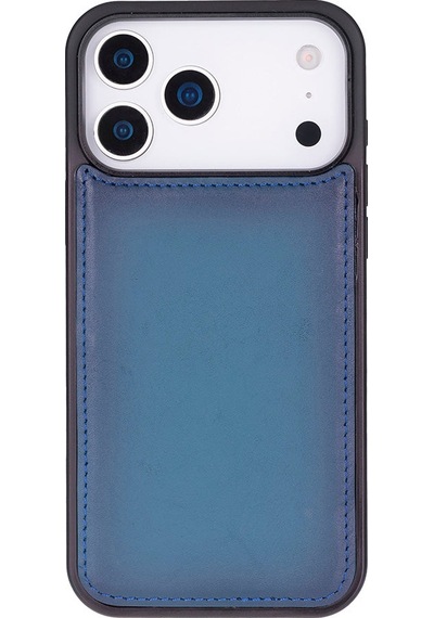Bloomcase Magic Wallet Midnight Blue Apple Uyumlu iPhone 17 Pro 6.3" Hakiki Deri Çıkarılabilir Cüzdanlı Telefon Kılıfı Mavi