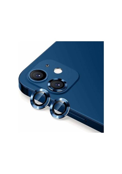 Apple Uyumlu iPhone 11 Metal Çerçeveli 2'li Kamera Lens Koruyucu-mavi