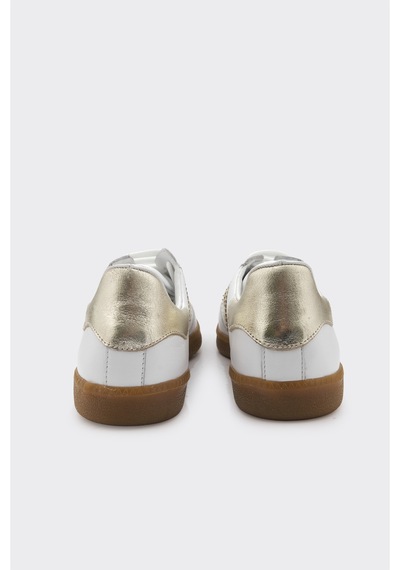Derinet Comfort Taban Hakiki Deri Kadın Sneaker Beyaz Altın Beyaz Altın