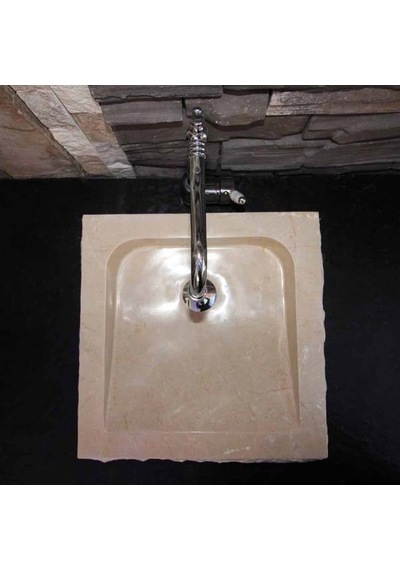 Bej Mermer Dışı Patlatma Kare Lavabo